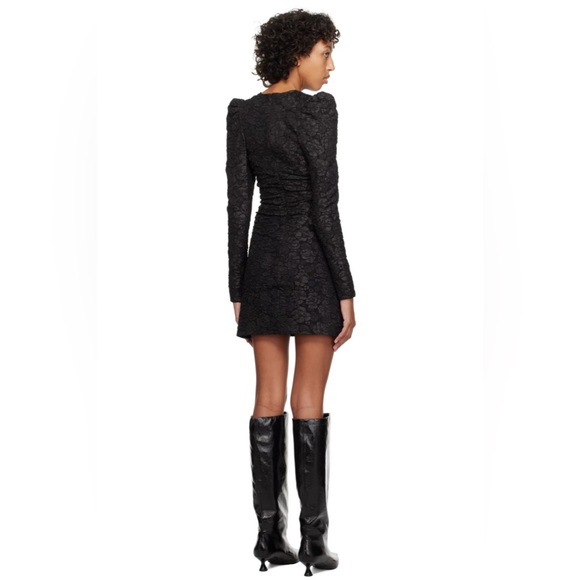 0544 GANNI Black Jacquard Mini dress sz 38/L - Picture 3 of 8